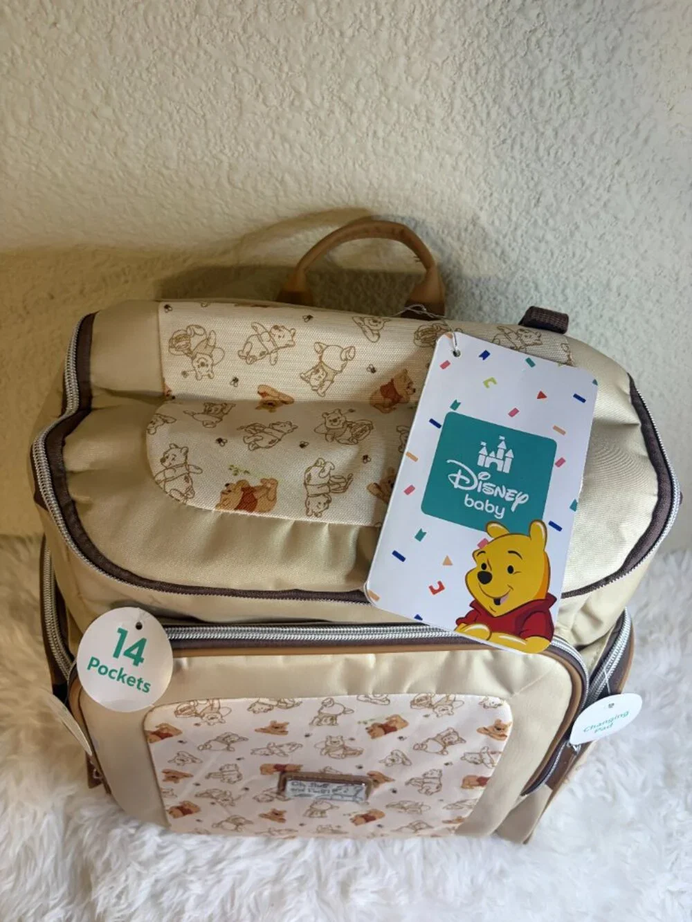Disney Baby Winnie the Pooh Diaper Bag Backpack Set Changing Pad NWT - Picture 5 of 10